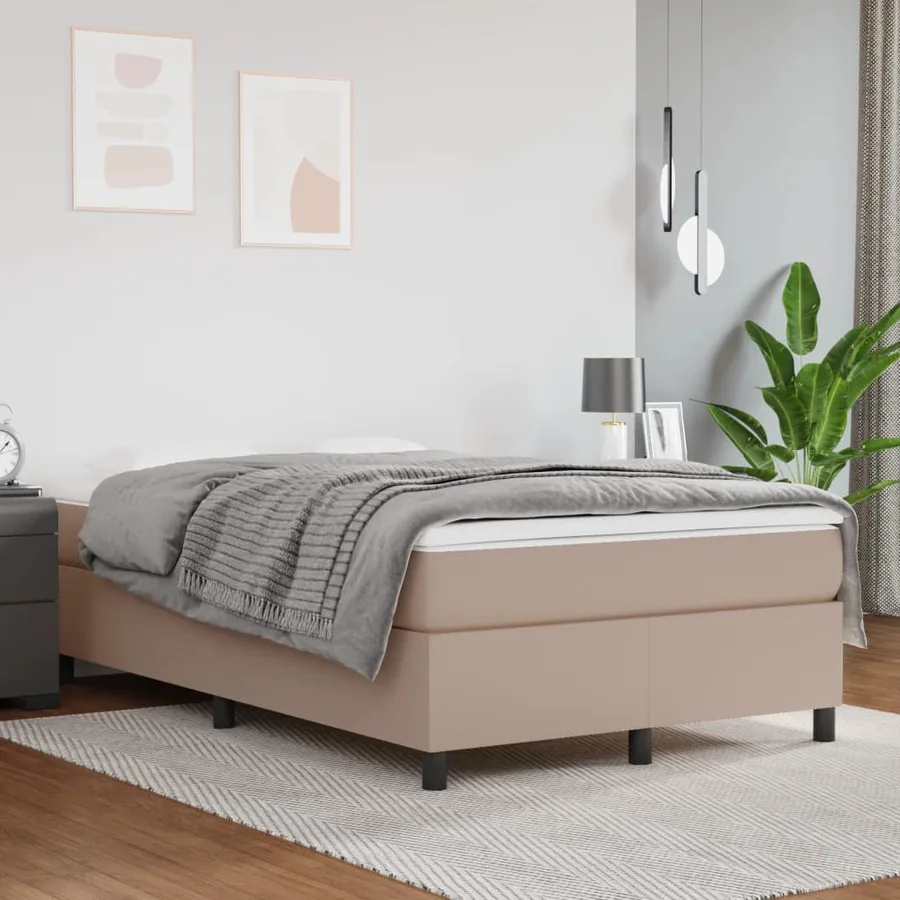 Sommier à lattes de lit matelas cappuccino 120x190cm similicuir - 3