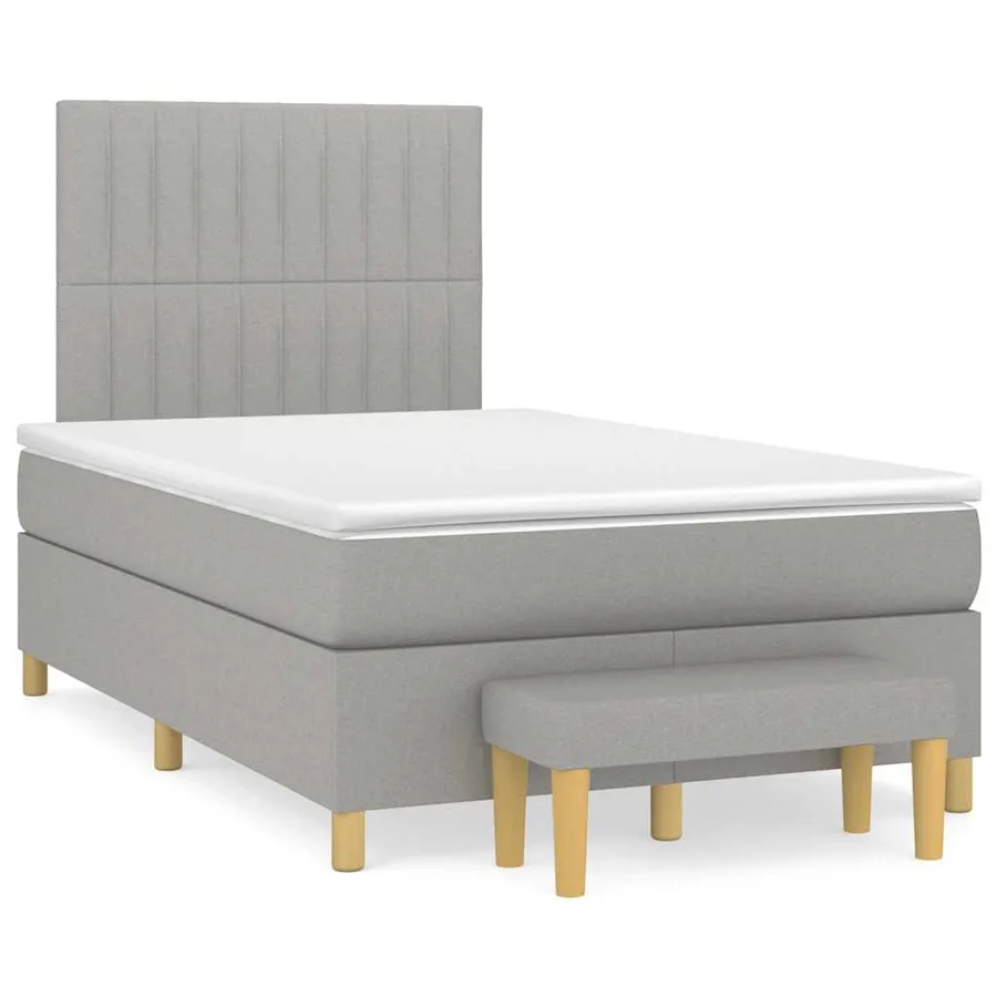 Sommier à lattes de lit et matelas gris clair 120x190 cm tissu - 2