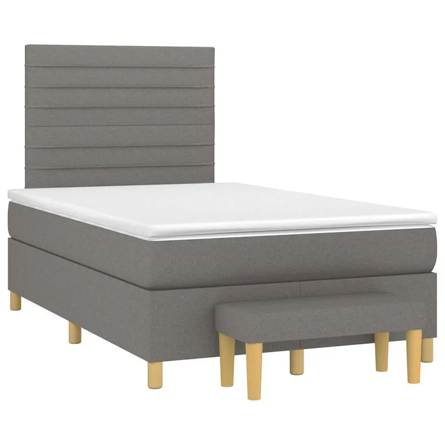 Sommier à lattes de lit avec matelas noir 120x190 cm tissu - 2