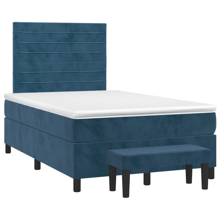 Sommier à lattes de lit et matelas bleu foncé 120x190cm velours - 2