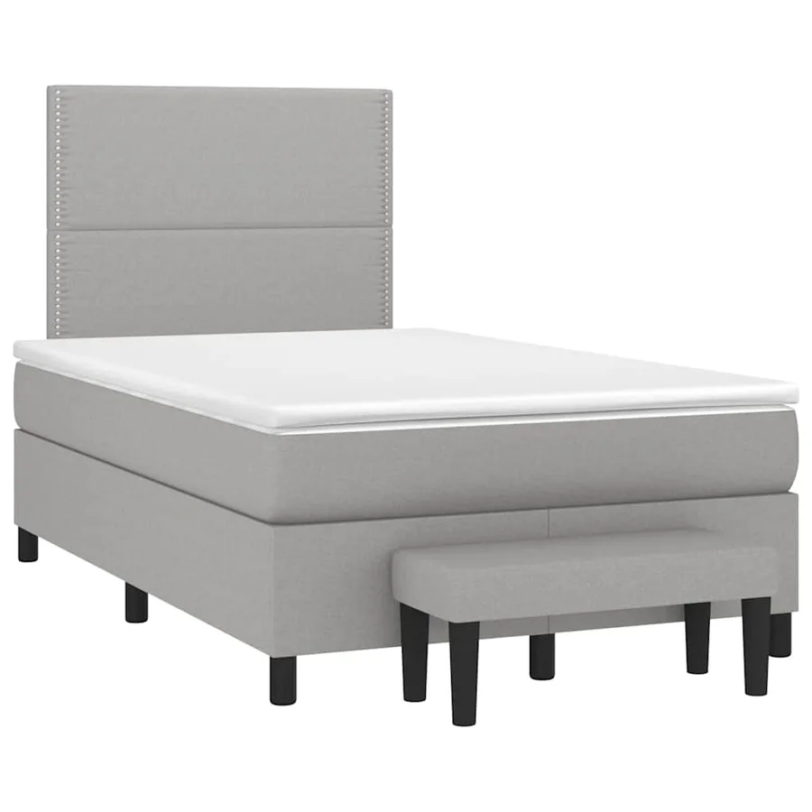 Sommier à lattes de lit et matelas gris clair 120x190 cm tissu - 2