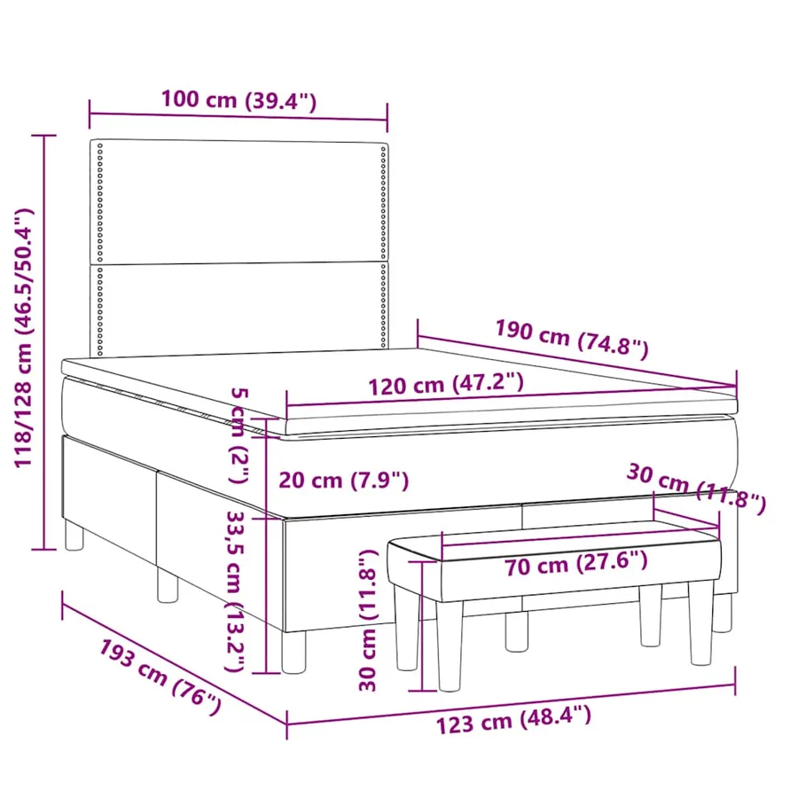Sommier à lattes de lit et matelas gris clair 120x190 cm tissu - 9