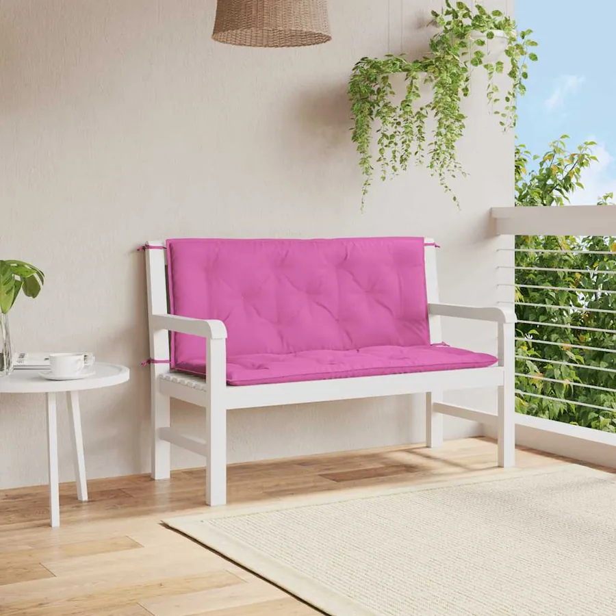 Coussins de banc de jardin lot de 2 rose 120x50x7 cm tissu