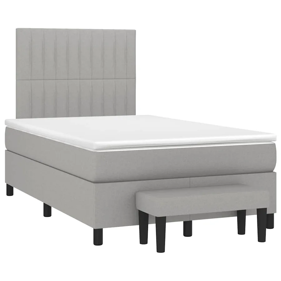Sommier à lattes de lit et matelas gris clair 120x190 cm tissu - 2