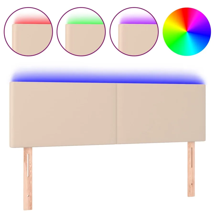 Tête de lit à LED Cappuccino 144x5x78/88 cm Similicuir - 2