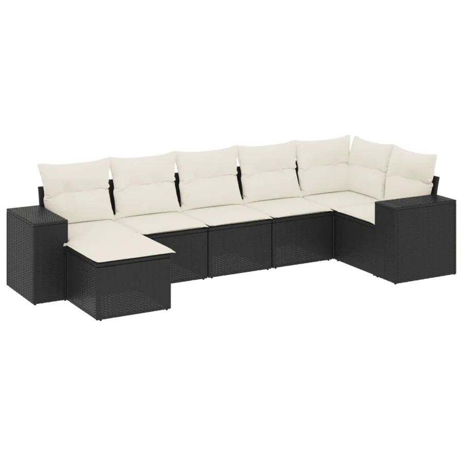 Salon de jardin 7 pcs avec coussins noir résine tressée 62 x 62 x 69 cm - 62,0 kg - 2
