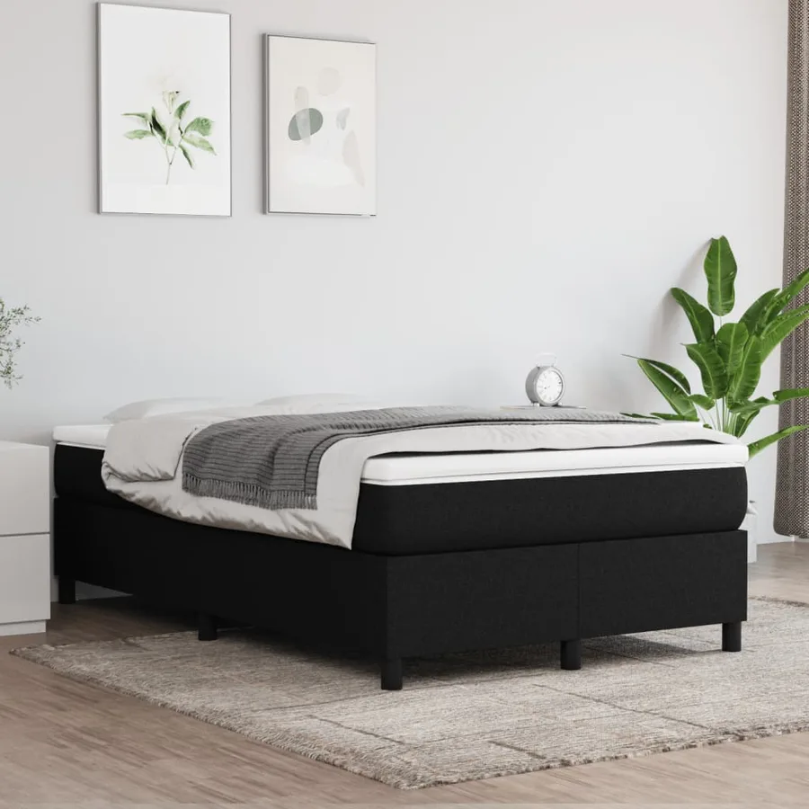 Sommier à lattes de lit avec matelas noir 120x190 cm tissu - 3