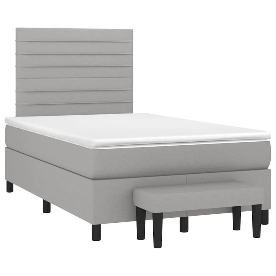 Sommier à lattes de lit et matelas gris clair 120x190 cm tissu - 2