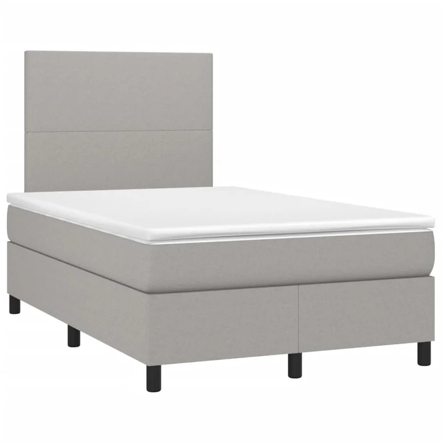 Sommier à lattes de lit et matelas gris clair 120x190 cm tissu - 2
