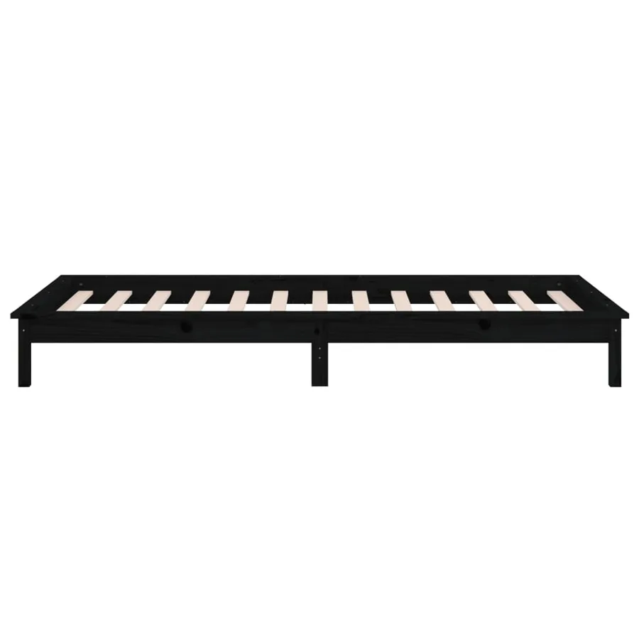 Cadre de lit à LED sans matelas noir 90x190 cm bois massif - 8