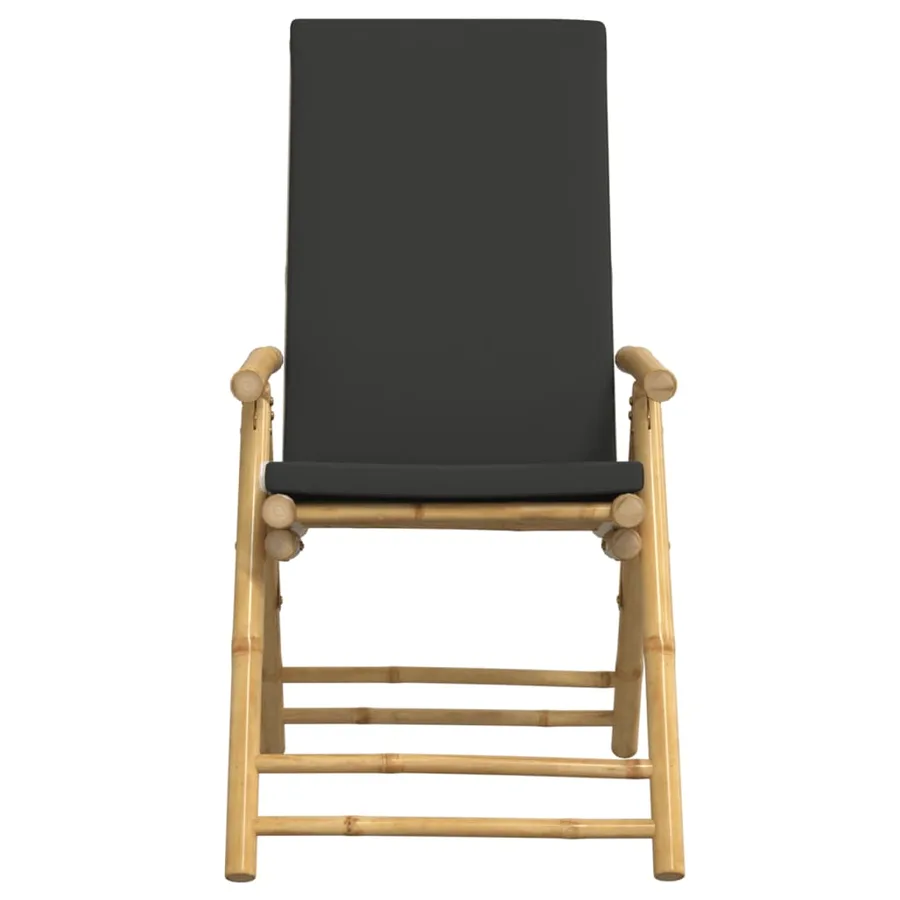 Ensemble de bistro pliante 3 pcs et coussins gris foncé bambou - 6