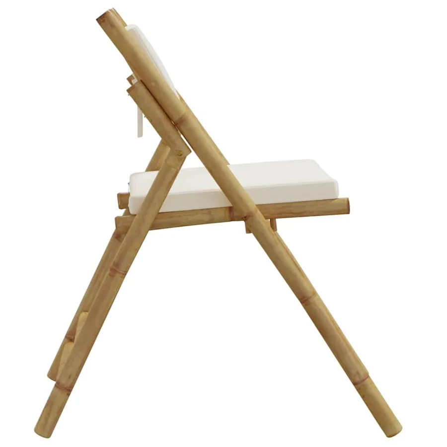 Chaises de bistro pliantes lot de 6 et coussins blanc crème - 5