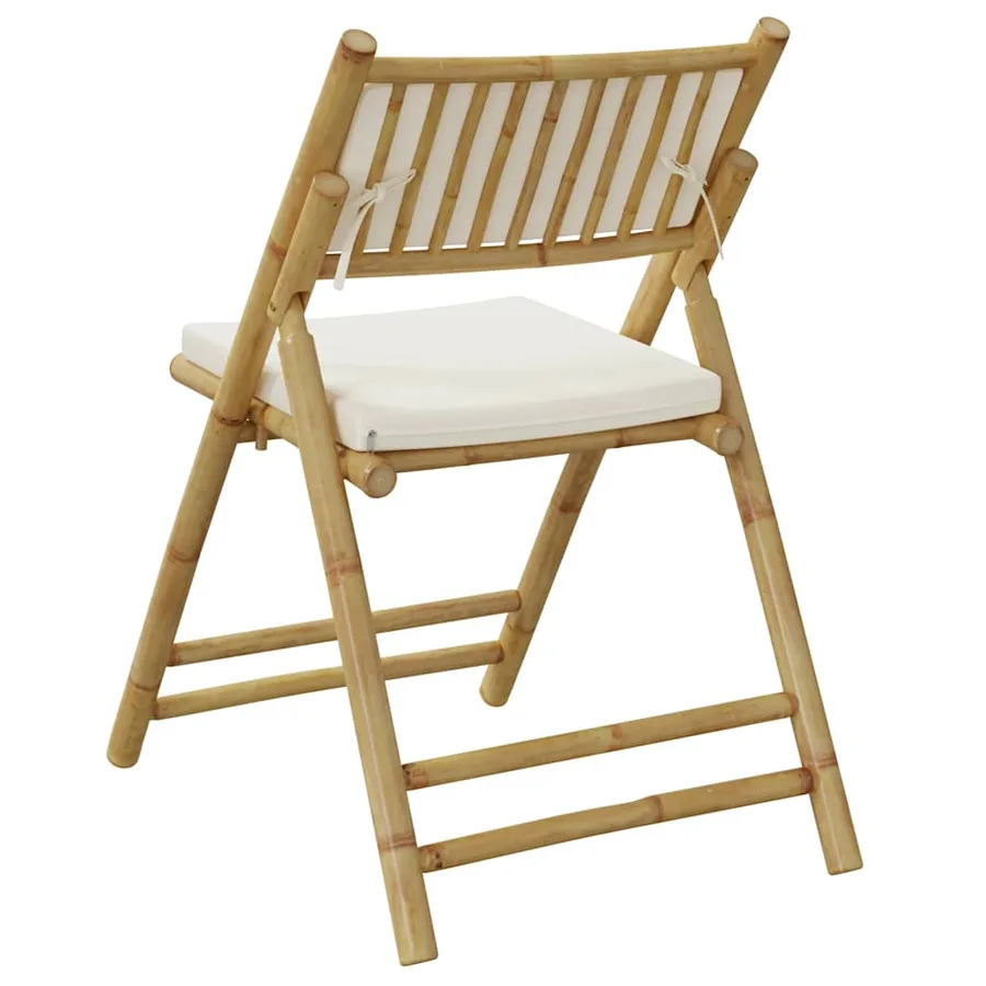 Chaises de bistro pliantes lot de 6 et coussins blanc crème - 6