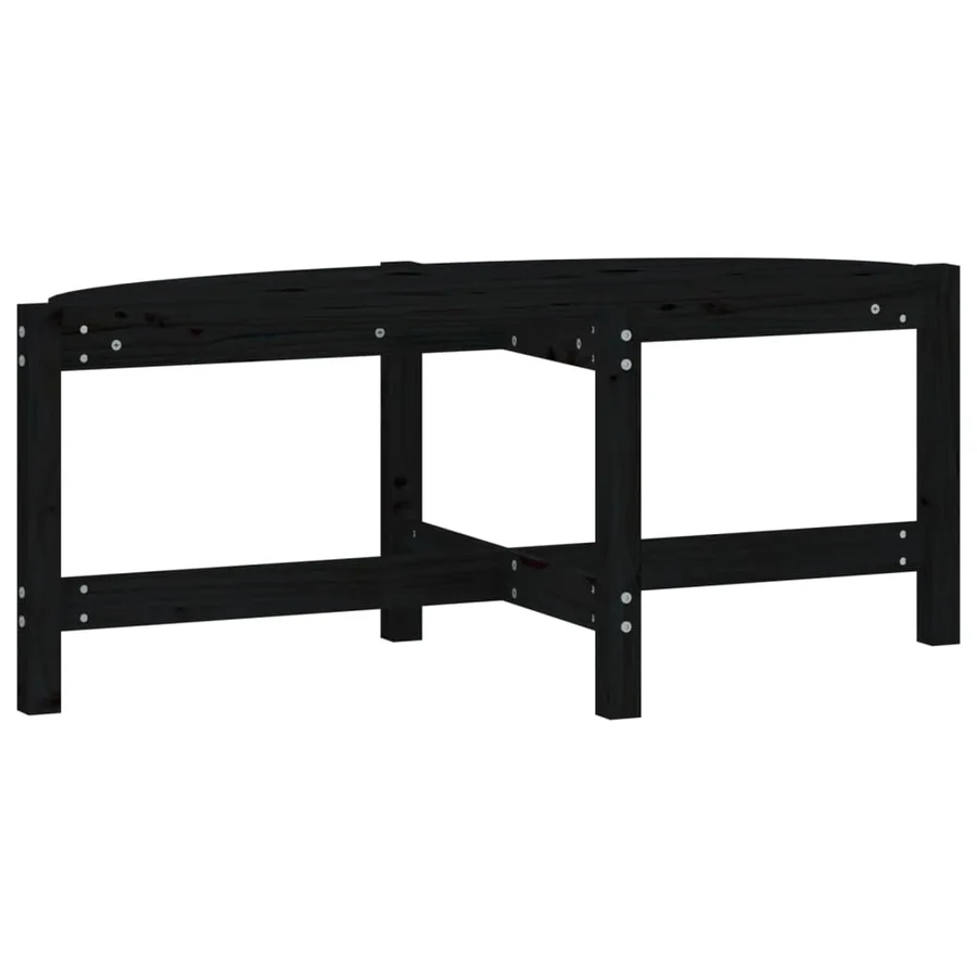 Table basse Noir 118x63x45 cm Bois massif de pin - 2