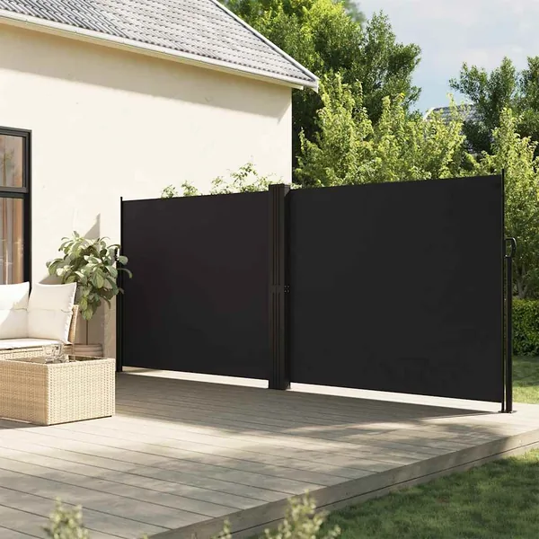 Auvent latéral rétractable noir 160x600 cm