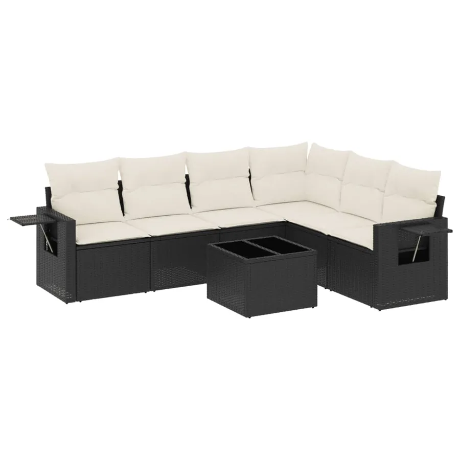 Salon de jardin 7 pcs avec coussins noir résine tressée 55 x 62 x 69 cm - 61,2 kg - 2