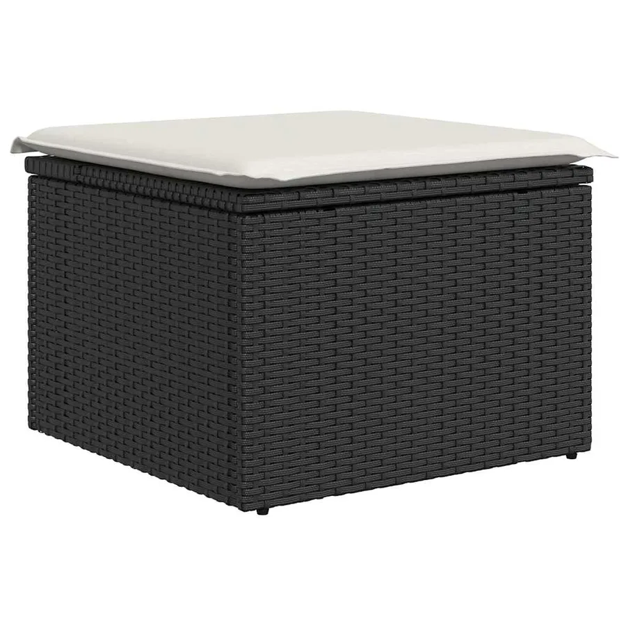 Salon de jardin 11 pcs avec coussins noir résine tressée - 5