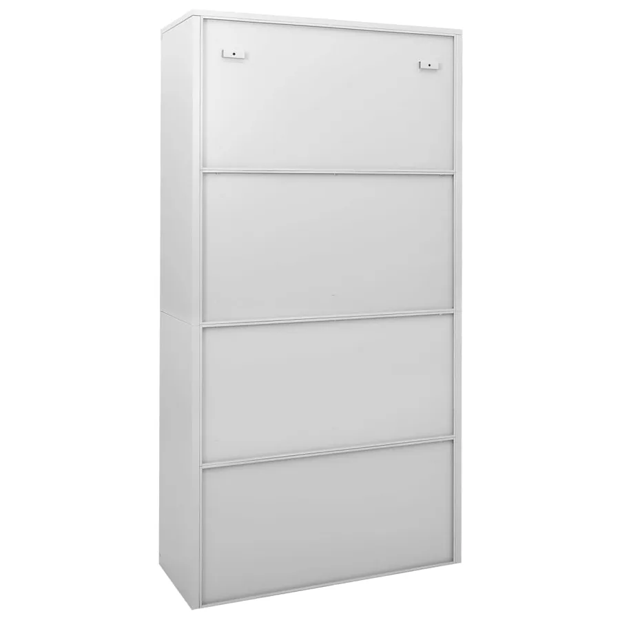 Armoire à bureau porte coulissante Gris clair 90x40x180cm Acier - 4
