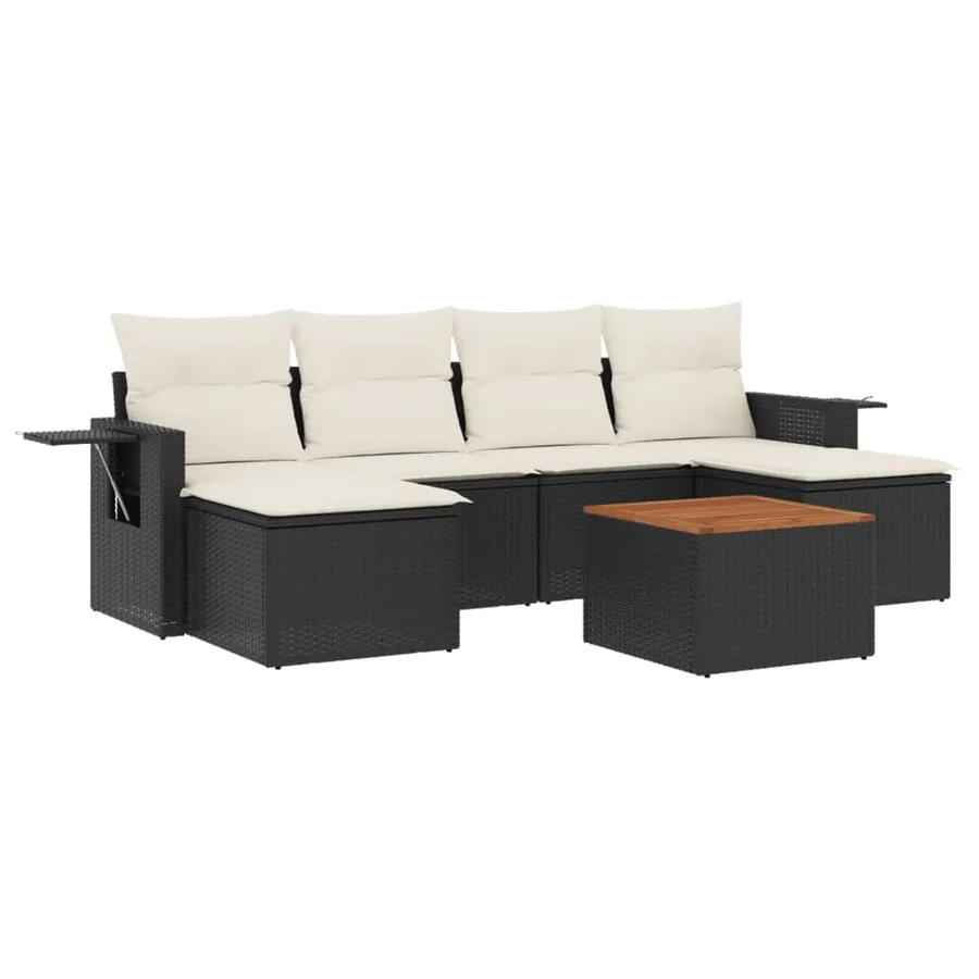 Salon de jardin 7 pcs avec coussins noir résine tressée 55 x 62 x 69 cm - 56,6 kg - 2