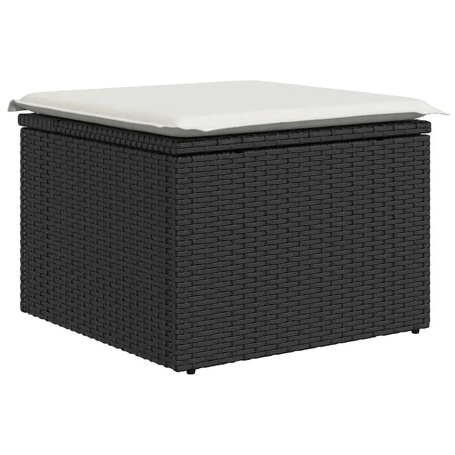 Salon de jardin 10 pcs avec coussins noir résine tressée - 5