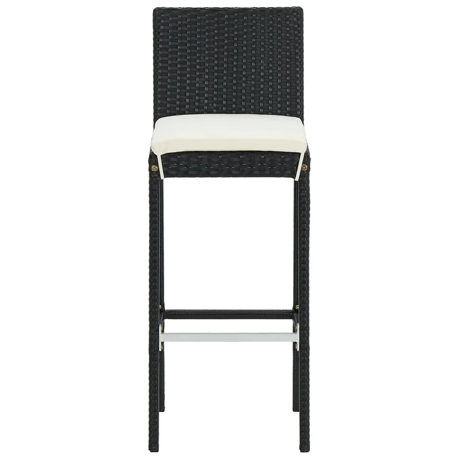 Ensemble de bar de jardin 3 pcs noir bois massif acacia rotin - 6