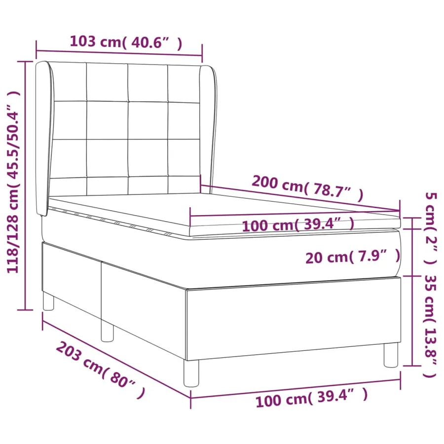 Sommier à lattes de lit avec matelas Rose 100x200 cm Velours - 7