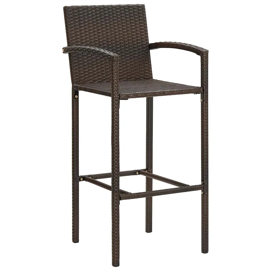 Ensemble de bar de jardin 5 pcs marron bois massif acacia rotin - 4