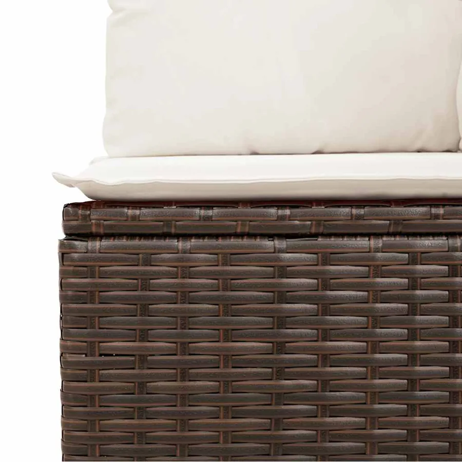 Salon de jardin avec coussins 9 pcs marron résine tressée - 3