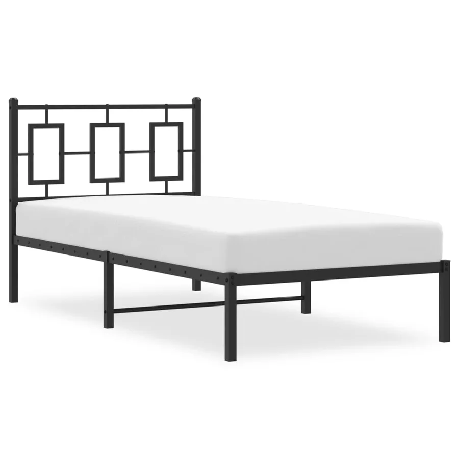 Cadre de lit métal sans matelas avec tête de lit noir 90x190 cm - 4