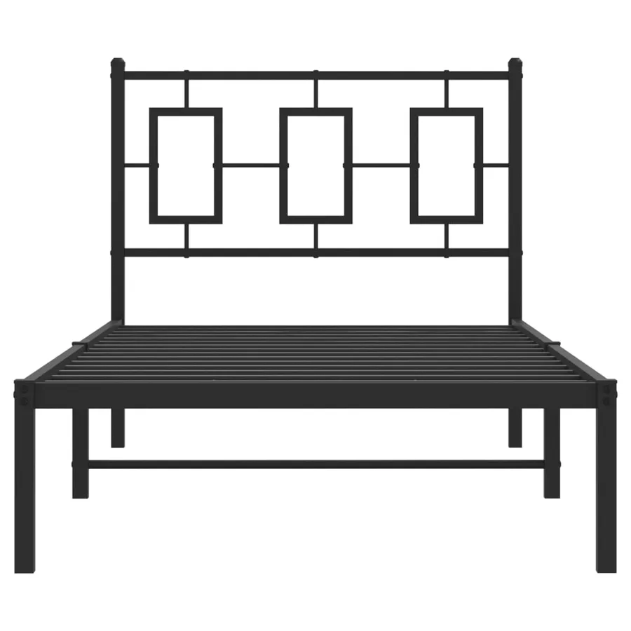 Cadre de lit métal sans matelas avec tête de lit noir 90x190 cm - 5