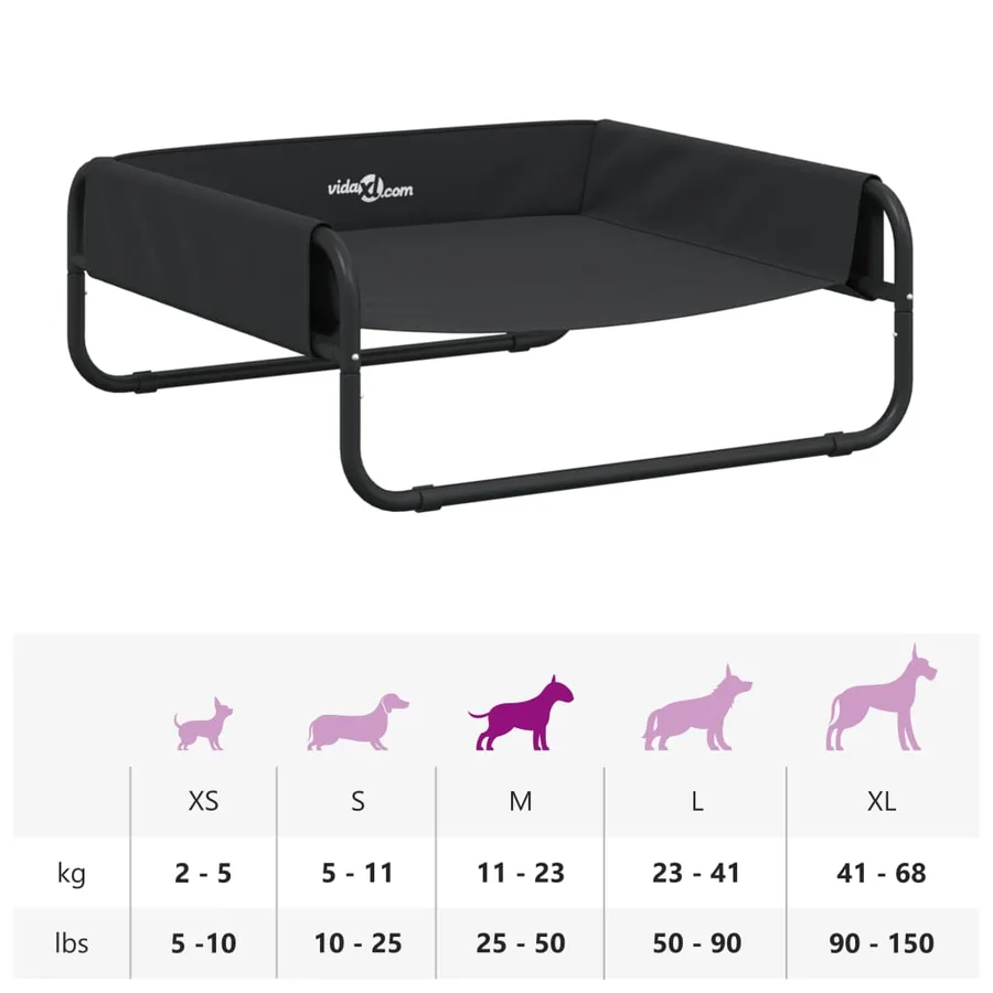 Lit surélevé pour chien anthracite tissu Oxford et acier - 10