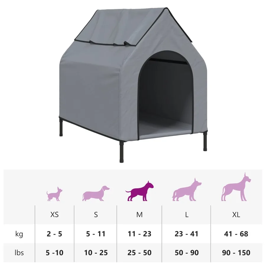 Niche pour chien gris clair tissu oxford et acier - 11