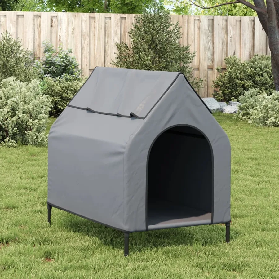 Niche pour chien gris clair tissu oxford et acier - 3