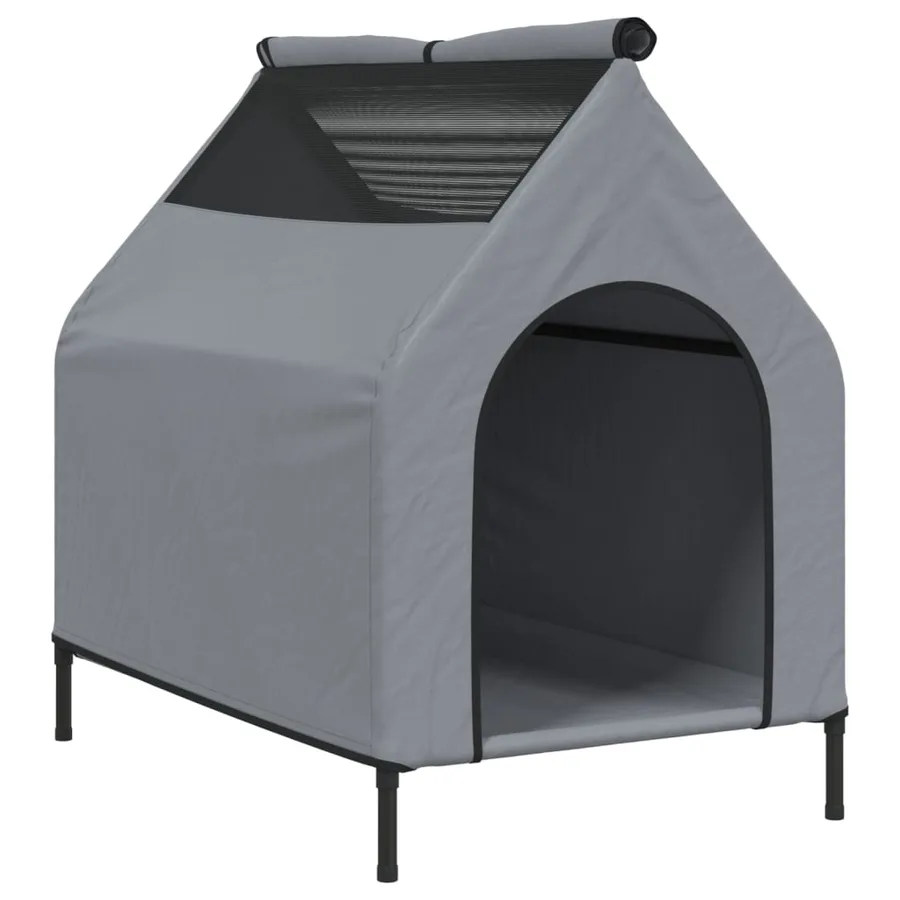 Niche pour chien gris clair tissu oxford et acier - 7