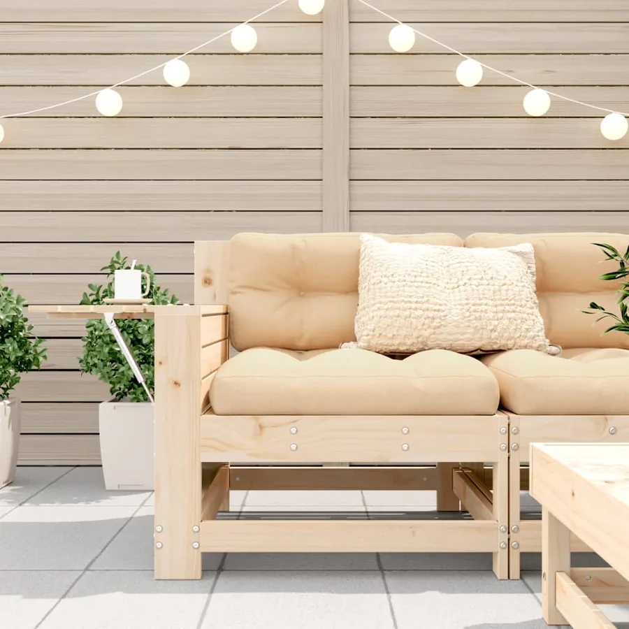 Canapé de jardin accoudoir avec coussin bois massif de pin - 3