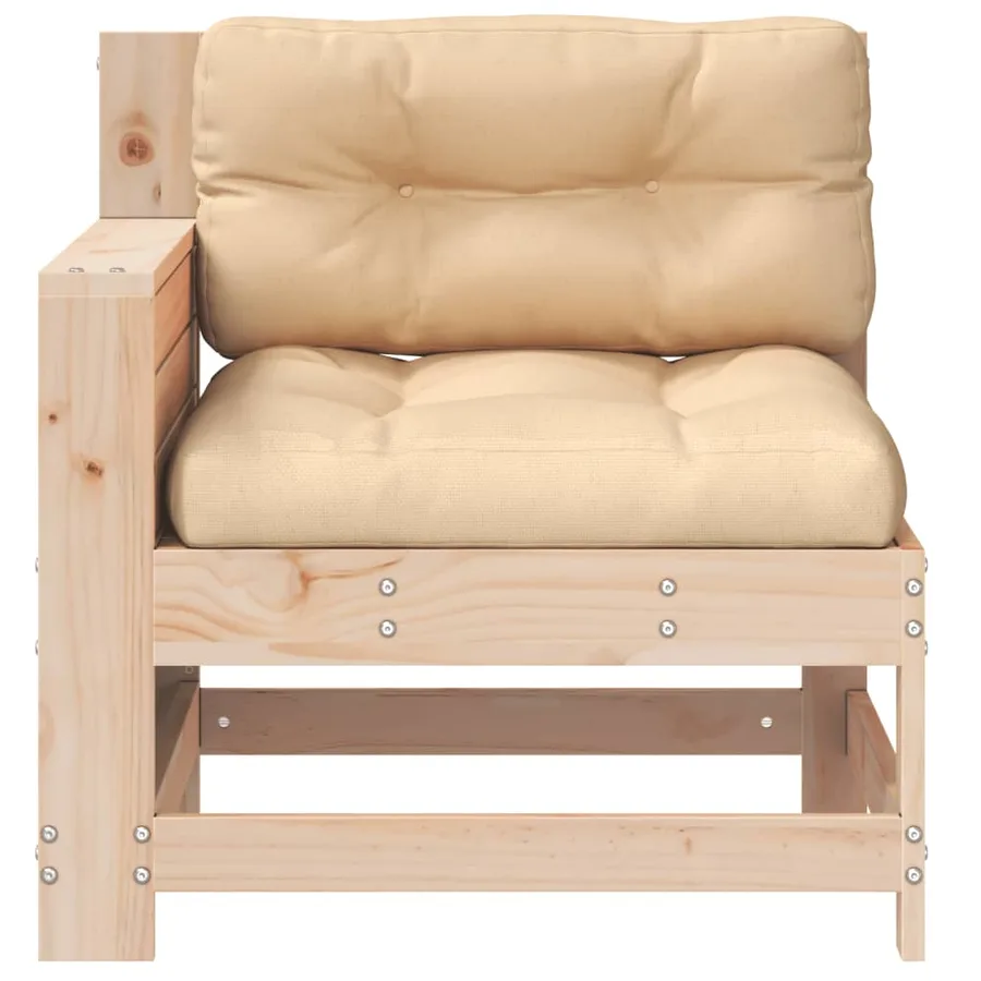 Canapé de jardin accoudoir avec coussin bois massif de pin - 4