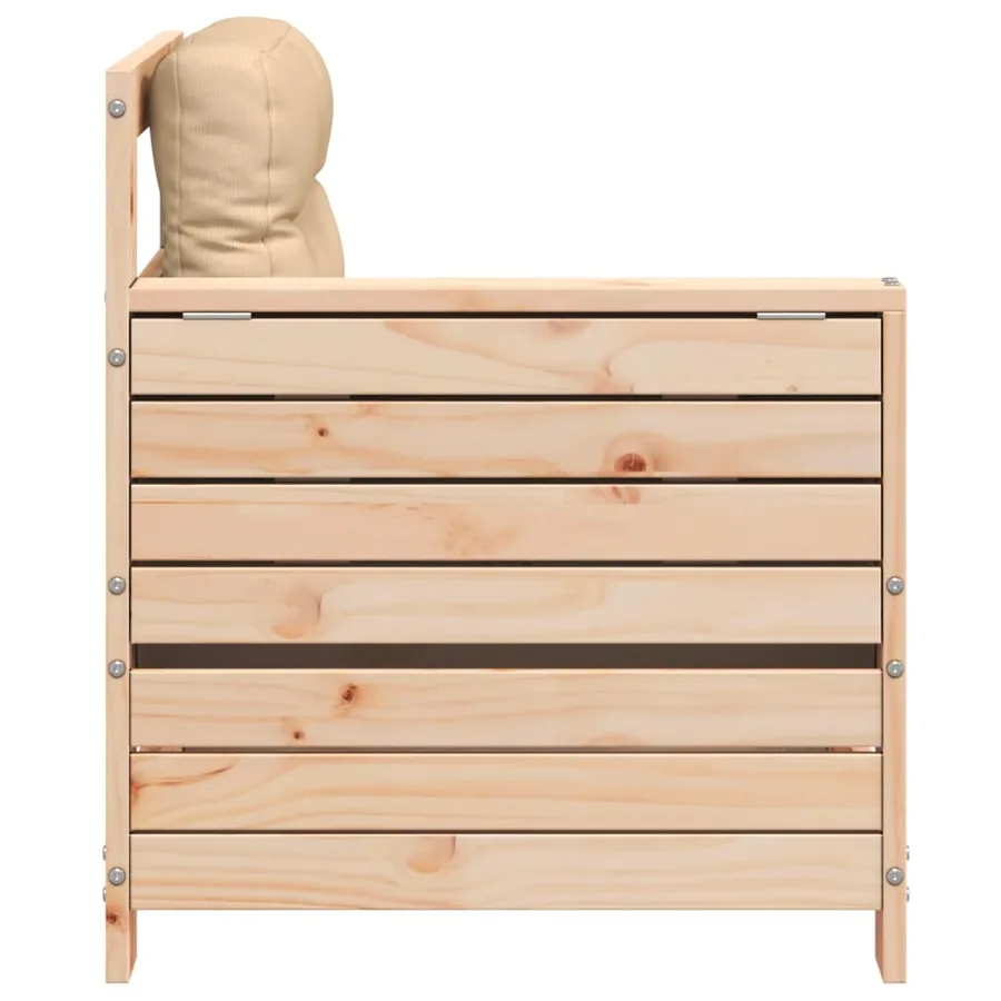 Canapé de jardin accoudoir avec coussin bois massif de pin - 5