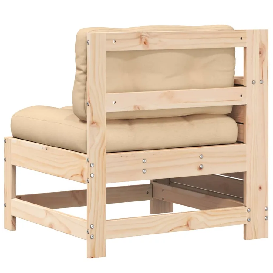 Canapé de jardin accoudoir avec coussin bois massif de pin - 6