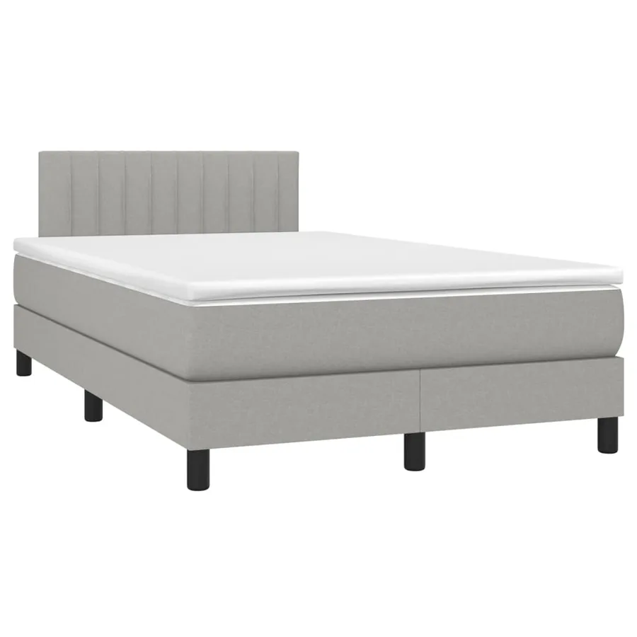 Sommier à lattes de lit matelas LED gris clair 120x190 cm tissu - 3