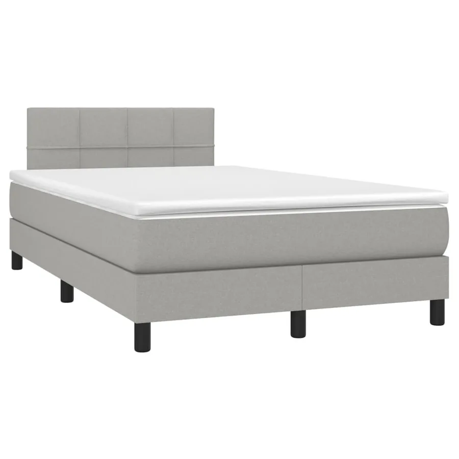 Sommier à lattes de lit matelas LED gris clair 120x190 cm tissu - 3