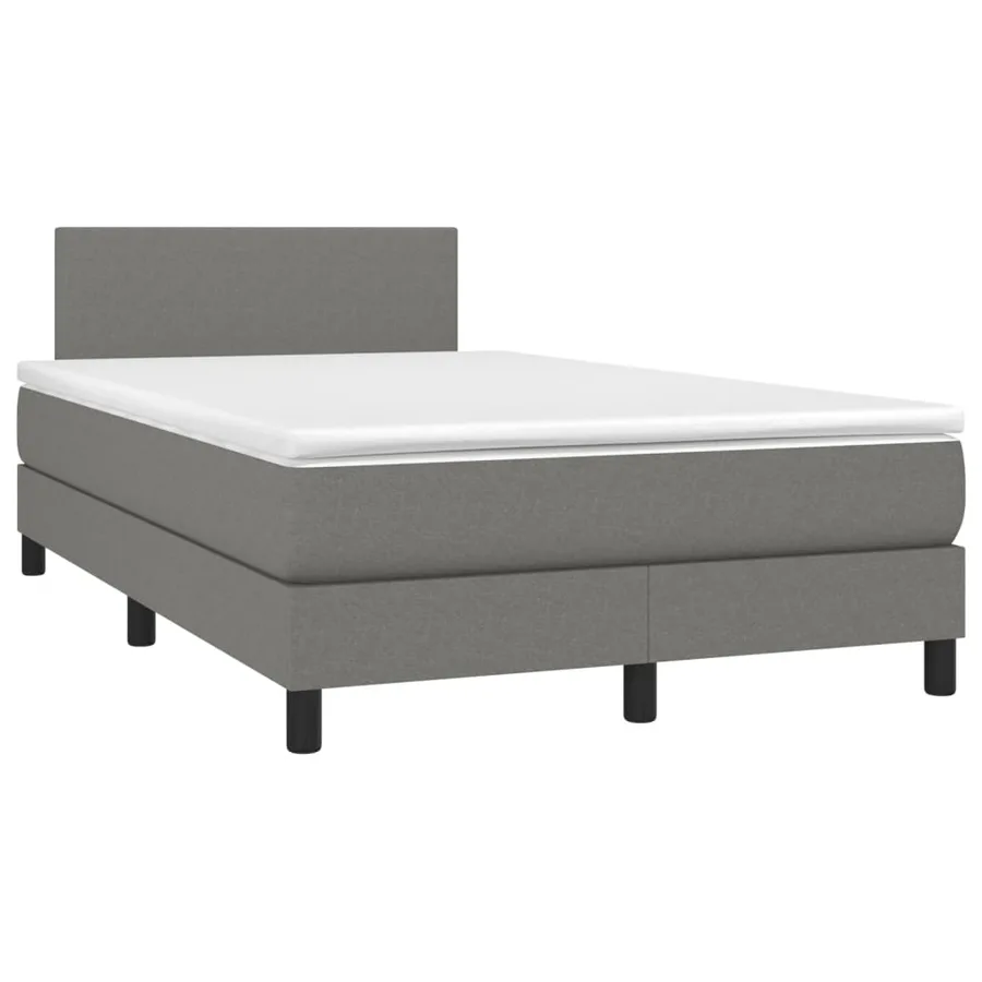 Sommier à lattes de lit matelas LED gris foncé 120x190 cm tissu - 3