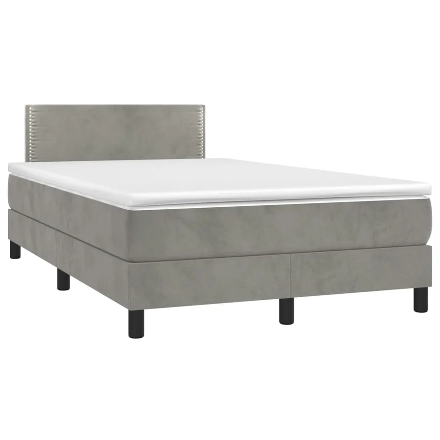 Sommier à lattes de lit et matelas gris clair 120x190cm velours - 2