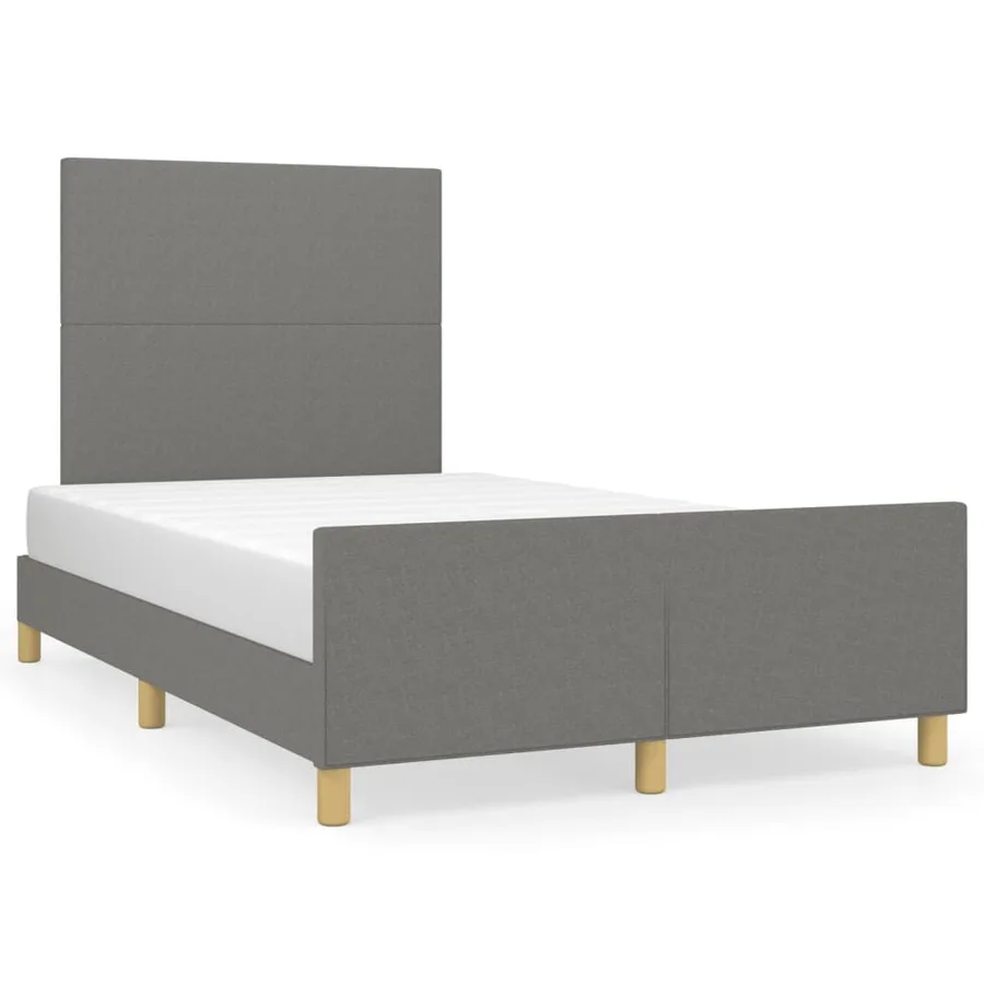 Cadre de lit sans matelas gris foncé 120x190 cm tissu - 2