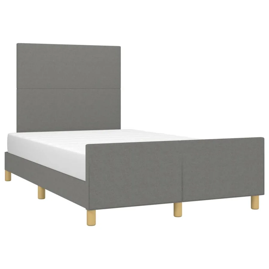 Cadre de lit sans matelas gris foncé 120x190 cm tissu - 4