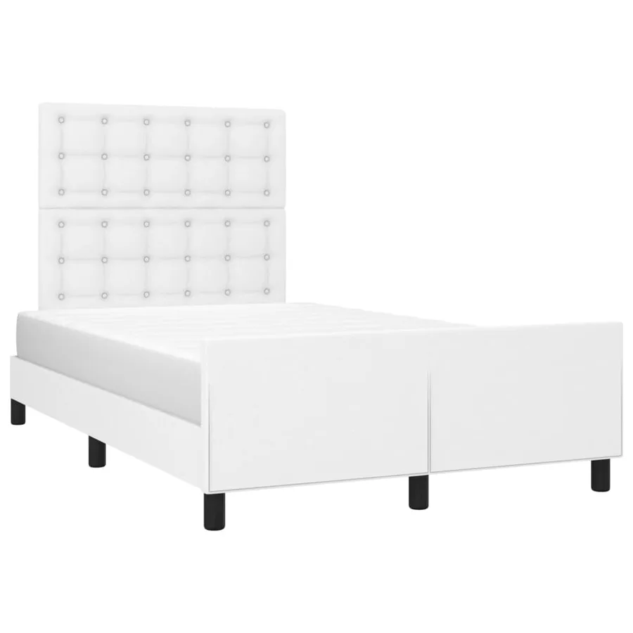 Cadre de lit sans matelas blanc 120x190 cm similicuir - 4