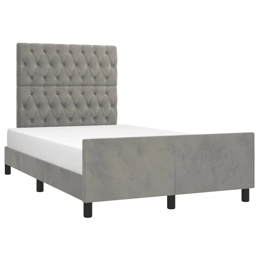 Cadre de lit sans matelas gris clair 120x190 cm velours - 4