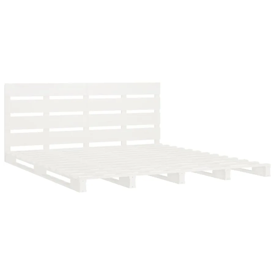 Cadre de lit sans matelas blanc 200x200 cm bois massif de pin - 5