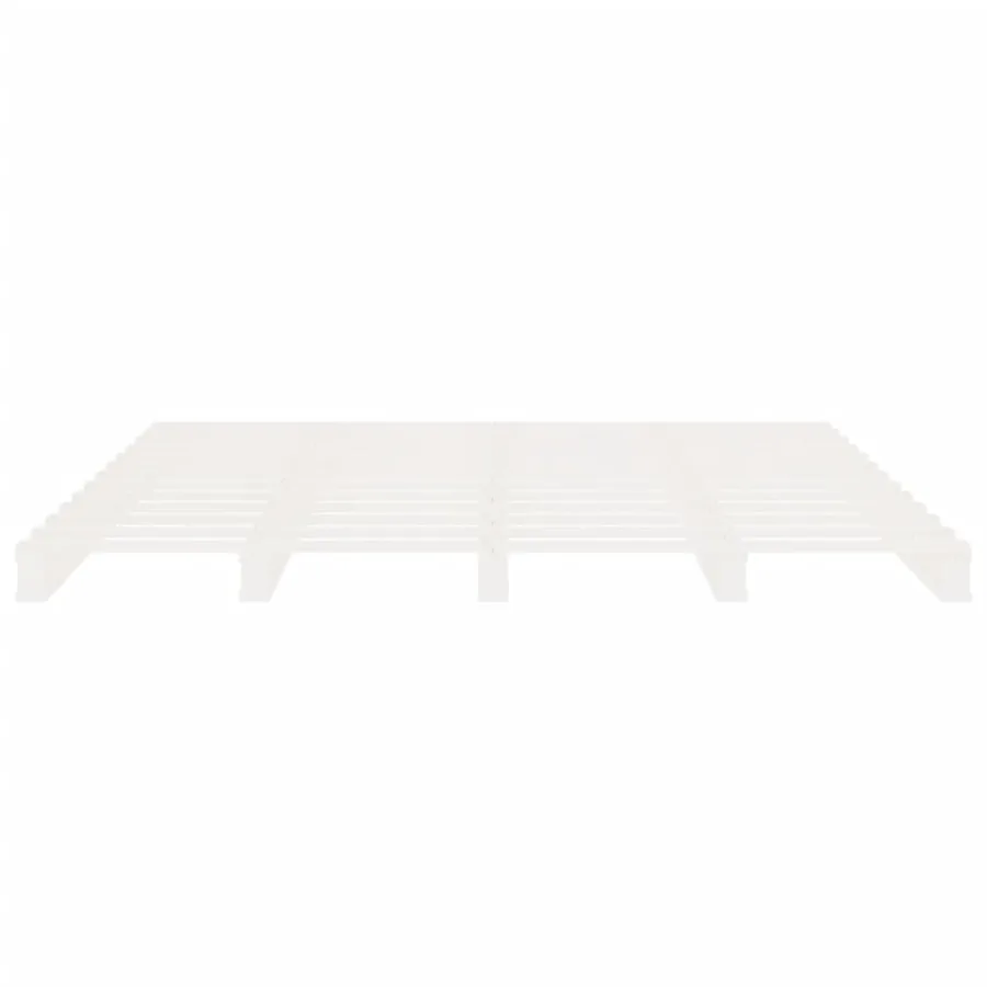 Cadre de lit sans matelas blanc 200x200 cm bois massif de pin - 7