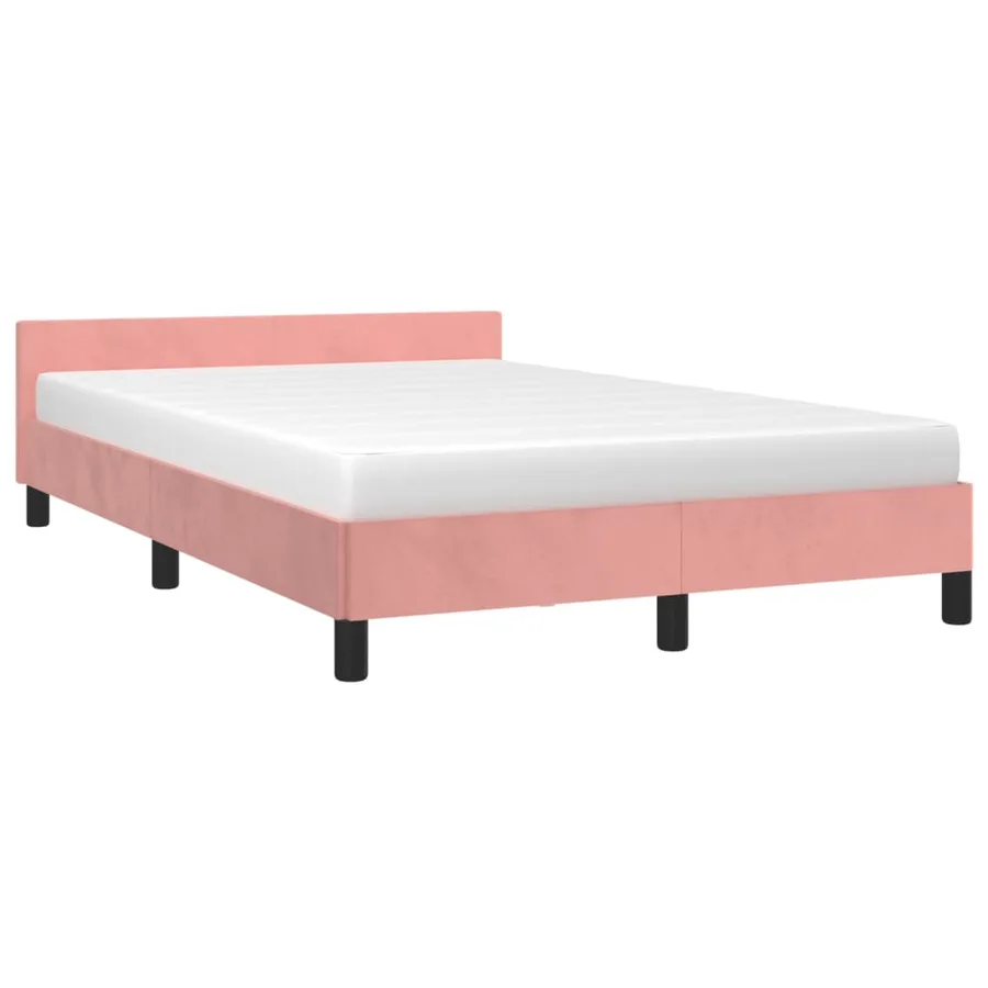 Cadre de lit sans matelas rose 120x190 cm velours - 4