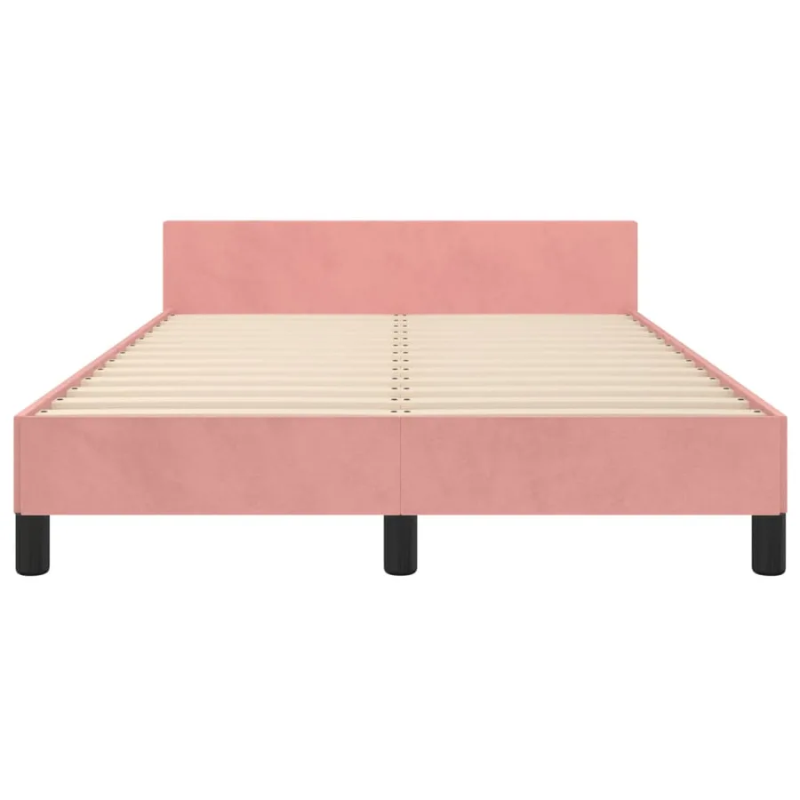 Cadre de lit sans matelas rose 120x190 cm velours - 5